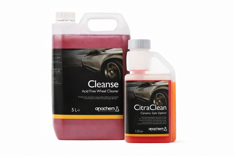 Cleanse wheel cleaner and CitraClean ceramic-safe pre-wash displayed side by side on a white background.